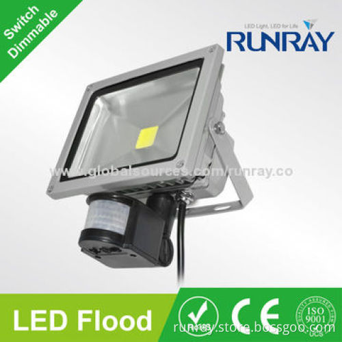 20W PIR LED Floodlight, 85-265V AC, Epistar Chip, >50,000-hour Lifespan/CE Mark/IP65/Silicone Cable